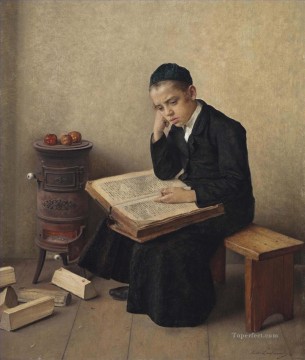 judío Painting - Un pasaje difícil en el Talmud Isidor Kaufmann judío húngaro